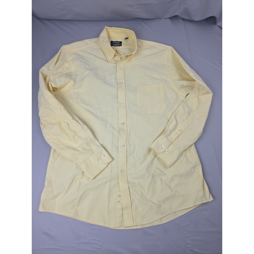 Chaps Shirt Mens Large Butter Yellow Solid Long Sleeve Button Up 16-16.5 34/35